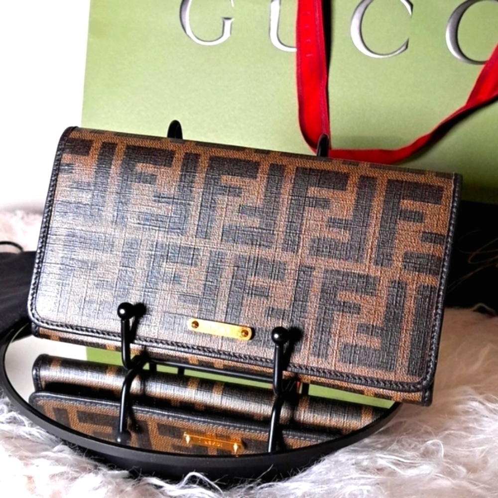 Fendi Zucca Coated Canvas and Leather Wallet